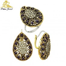 Gümüş Otantik Taşlı Set